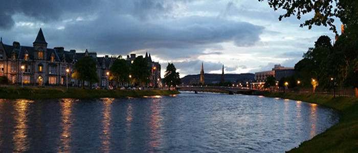 The River Ness in Inverness at dusk
